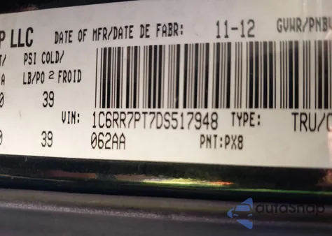2013 Ram 1500 Laramie Longhorn z USA, uszkodzony, nr VIN 1C6RR7PT7DS517948